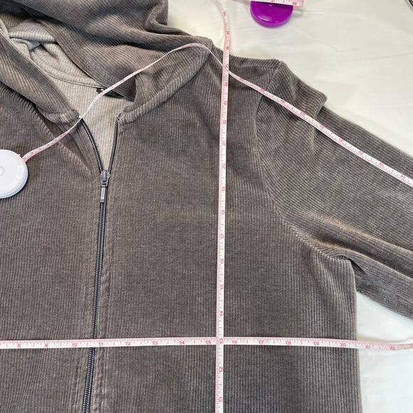Vintage Y2K St. John's Bay Corduroy Full Zip Hoodie Taupe Gray Women's XL - Picture 7 of 7